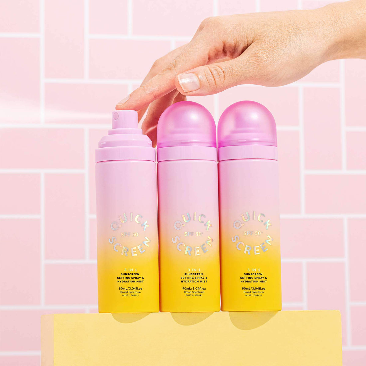 SPF50+ 3 in 1 Sunscreen, Setting Spray & Hydration Mist - Quick Screen - Quick Flick UK