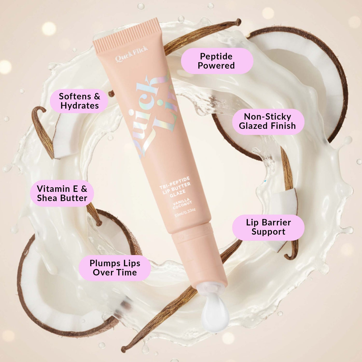 Tri-Peptide Lip Butter Glaze - Vanilla Coconut (Clear)